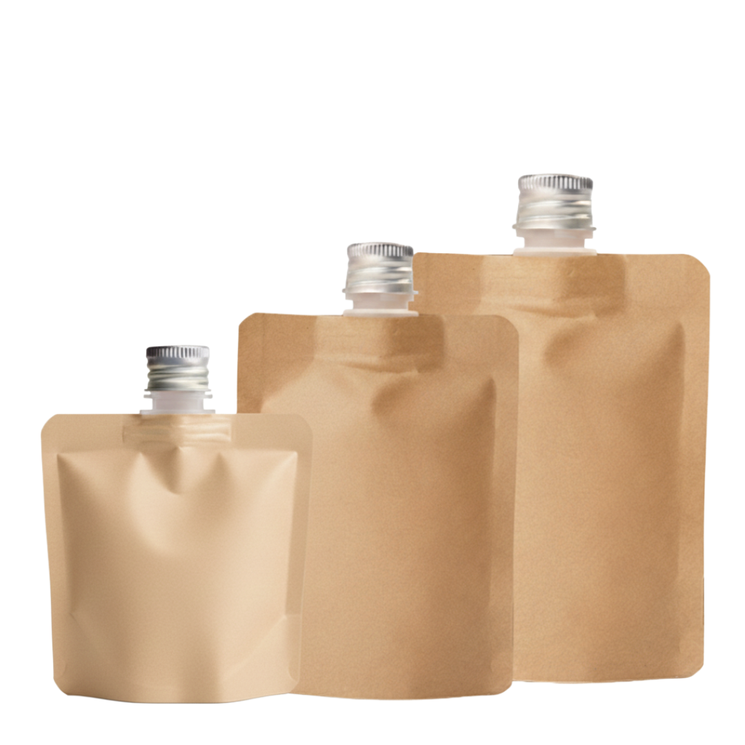 Bolsa Con Boquilla Kraft | Tapa Metálica | 3 Capacidades Disponibles