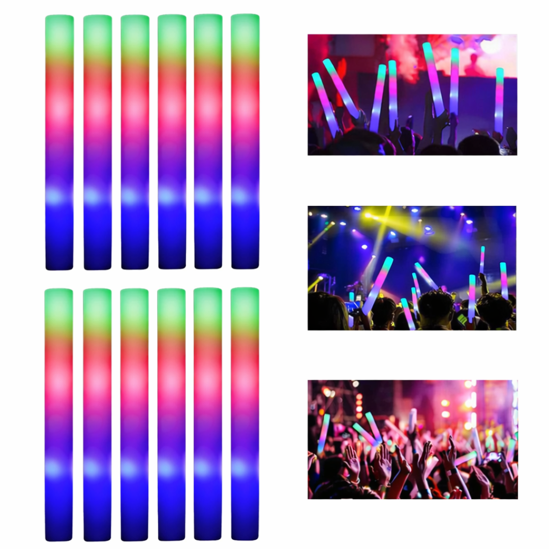 Tubo Bastón Espuma Luces Led - x10 Unidades