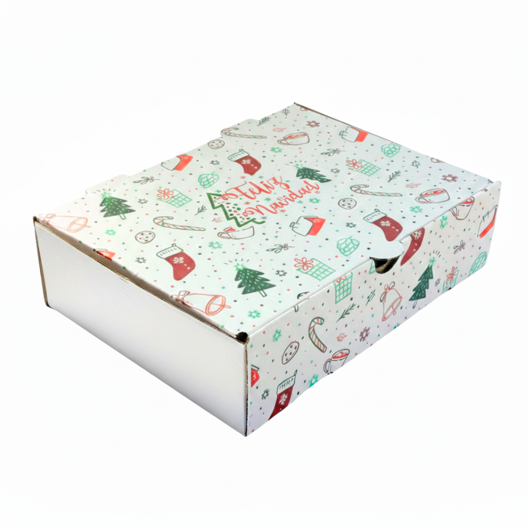 Caja Regalo Rectangular Feliz Navidad | 24x18x6.5 | Diseño #2