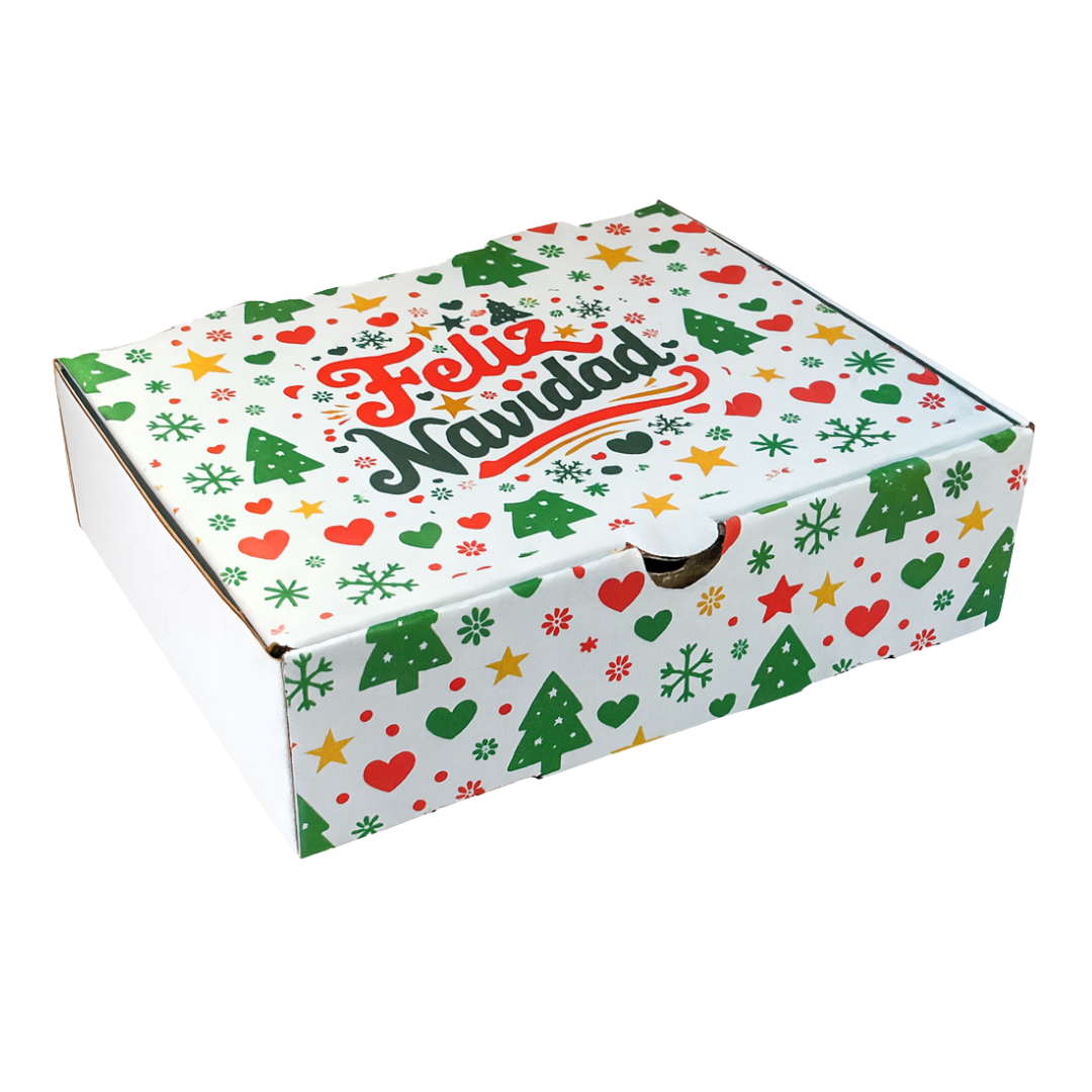 Caja Regalo Rectangular Feliz Navidad | 24x18x6.5 | Diseño #1