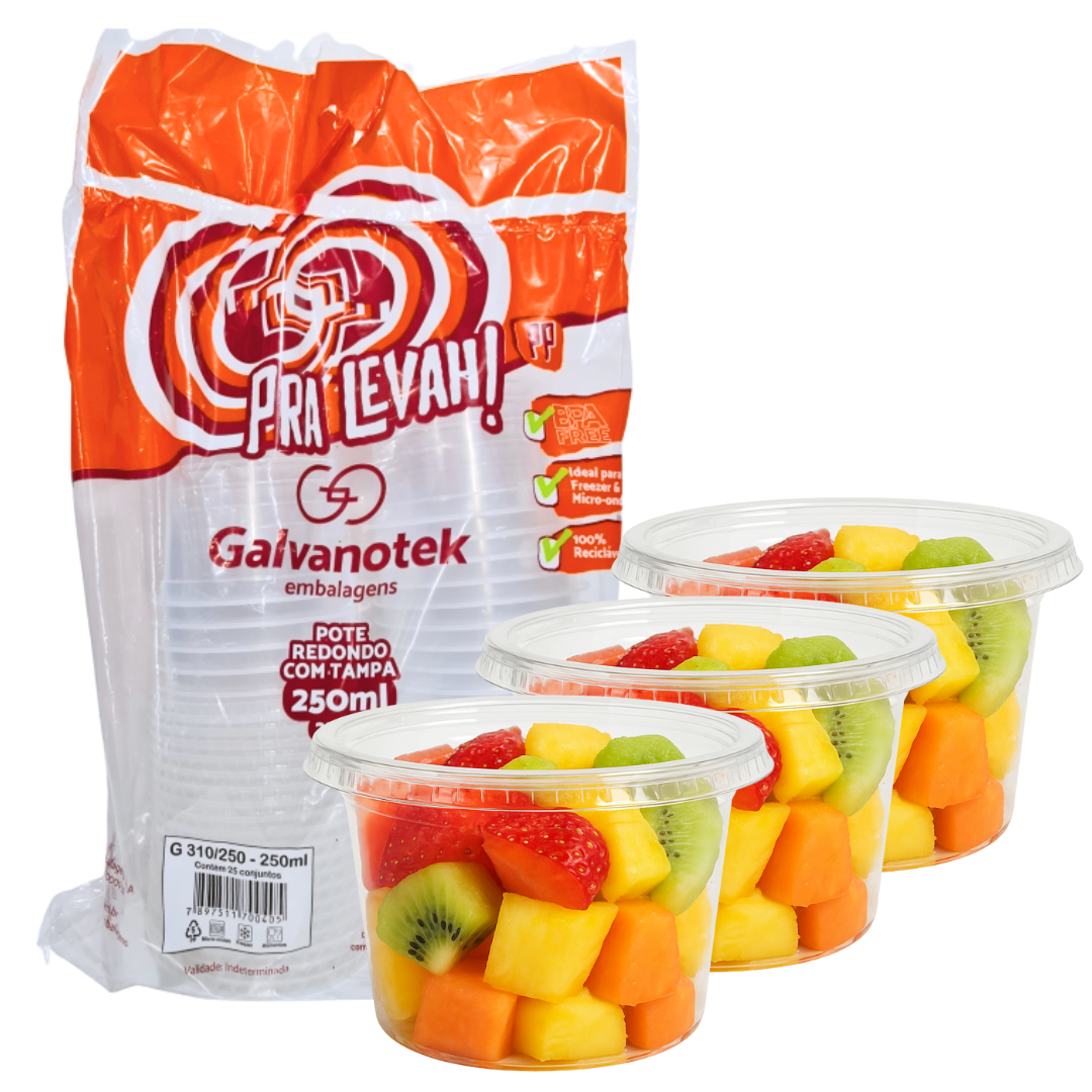 Pote Plástico PP 250ml | Ideal Alimentos | Libre BPA | x25 Unidades