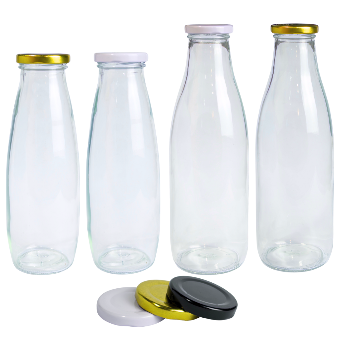 Botella De Vidrio Boca Ancha | 500ml-1000ml | Ideal Jugos, Leche