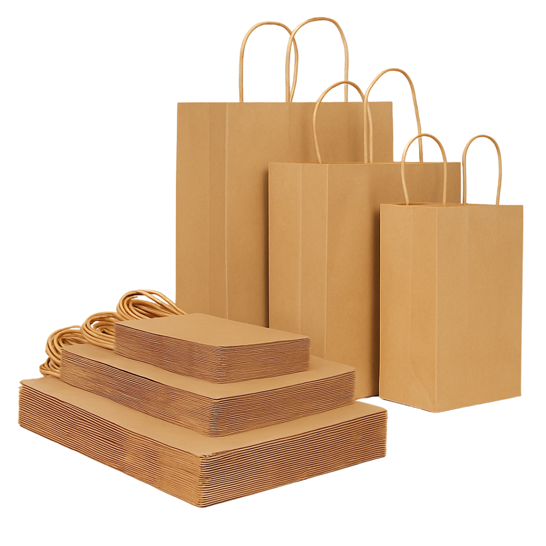 Bolsas De Papel Kraft Con Asas | 5 Tamaños Disponibles