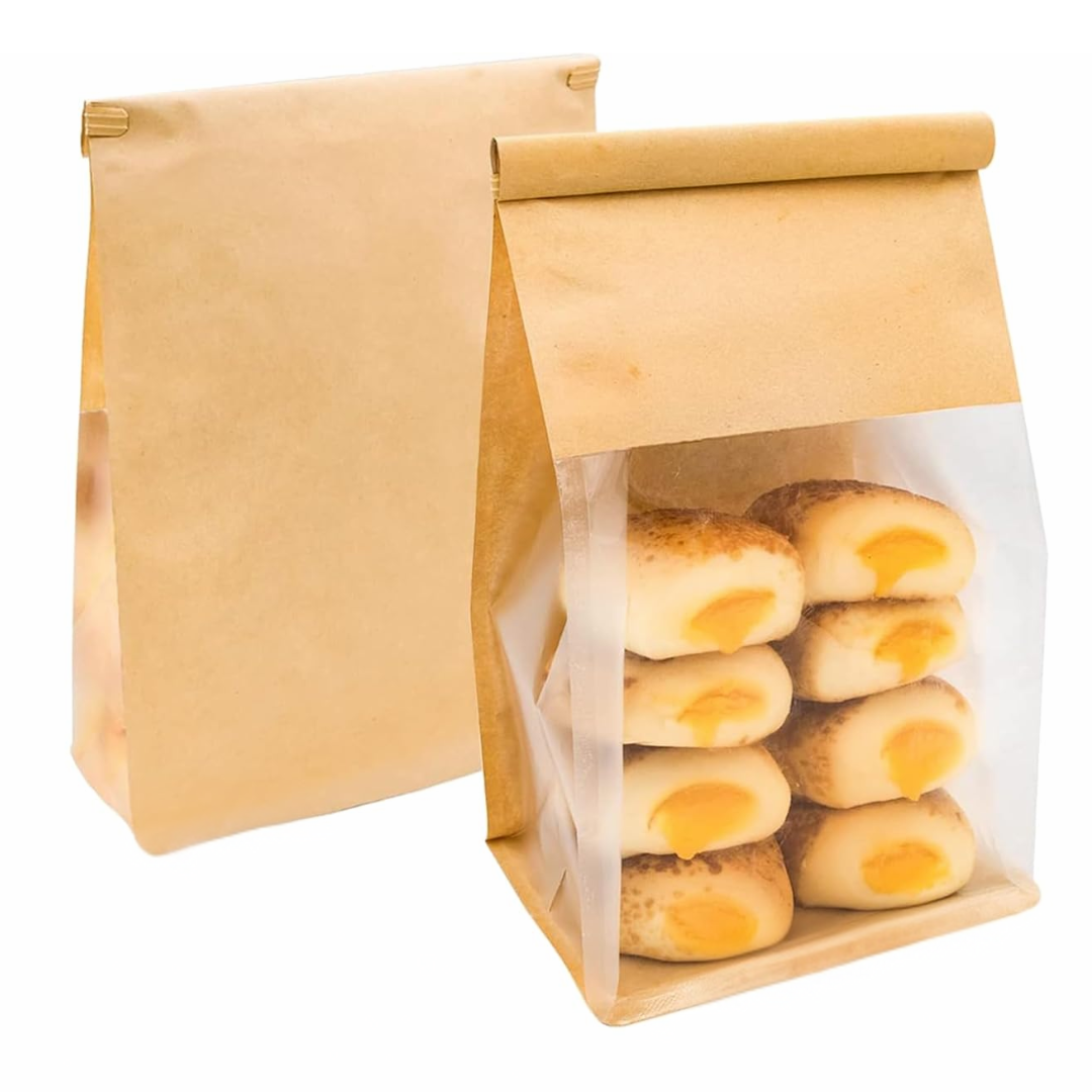 Bolsa Para Pan Con Visor Y Cierre Plegable Kraft | 26x16x13