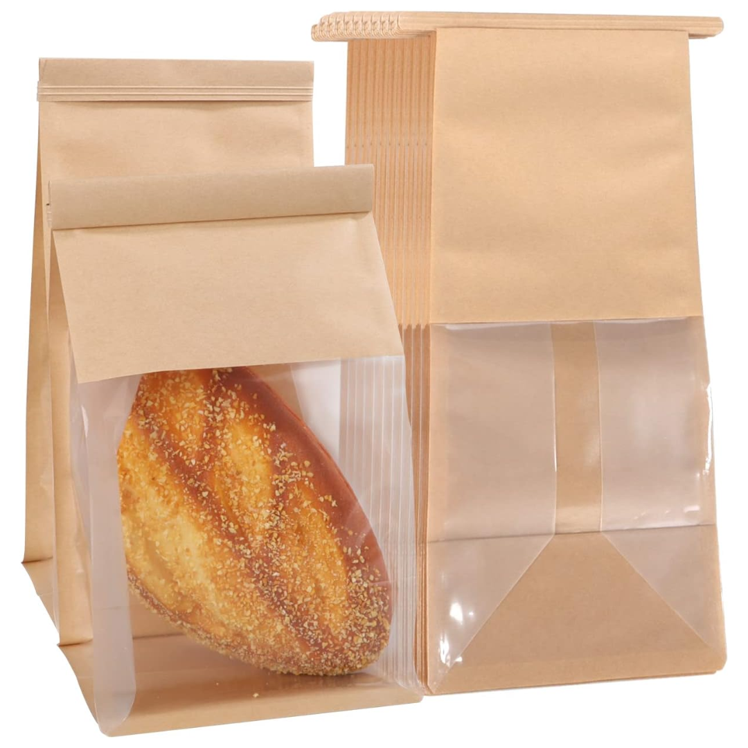 Bolsa Para Pan Con Visor Y Cierre Plegable Kraft | 28x13x9.8