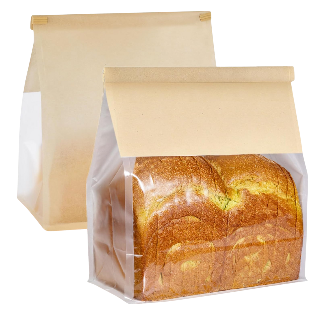Bolsa Para Pan Con Visor Y Cierre Plegable Kraft | 28x22x10.8