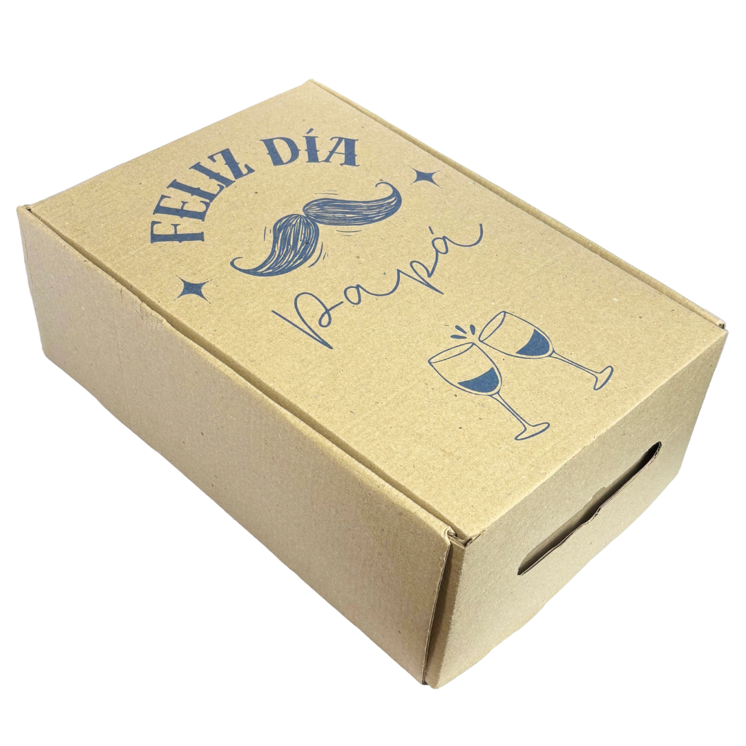 Caja Sola Diseño Día Del Padre Con Tapa | Para Vino y Copa