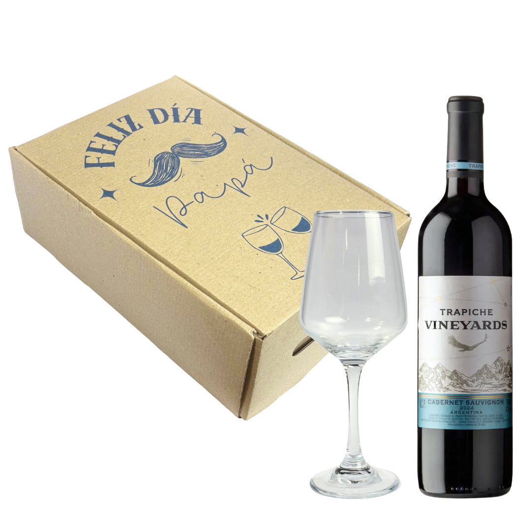Regalo Día Del Padre | Botella De Vino Trapiche + Copa De Vino