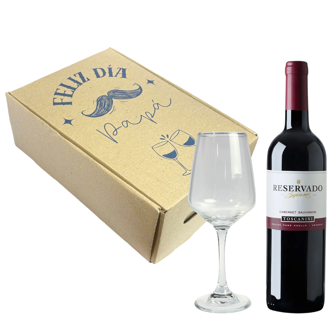 Regalo Día Del Padre | Botella De Vino Toscanini + Copa De Vino