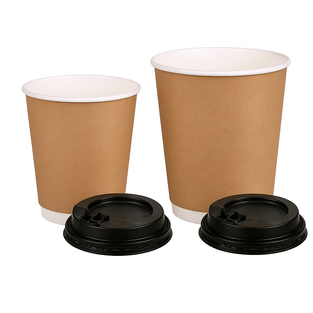 Vaso Para Café Polipapel | Doble Pared Kraft | Con o Sin Tapa
