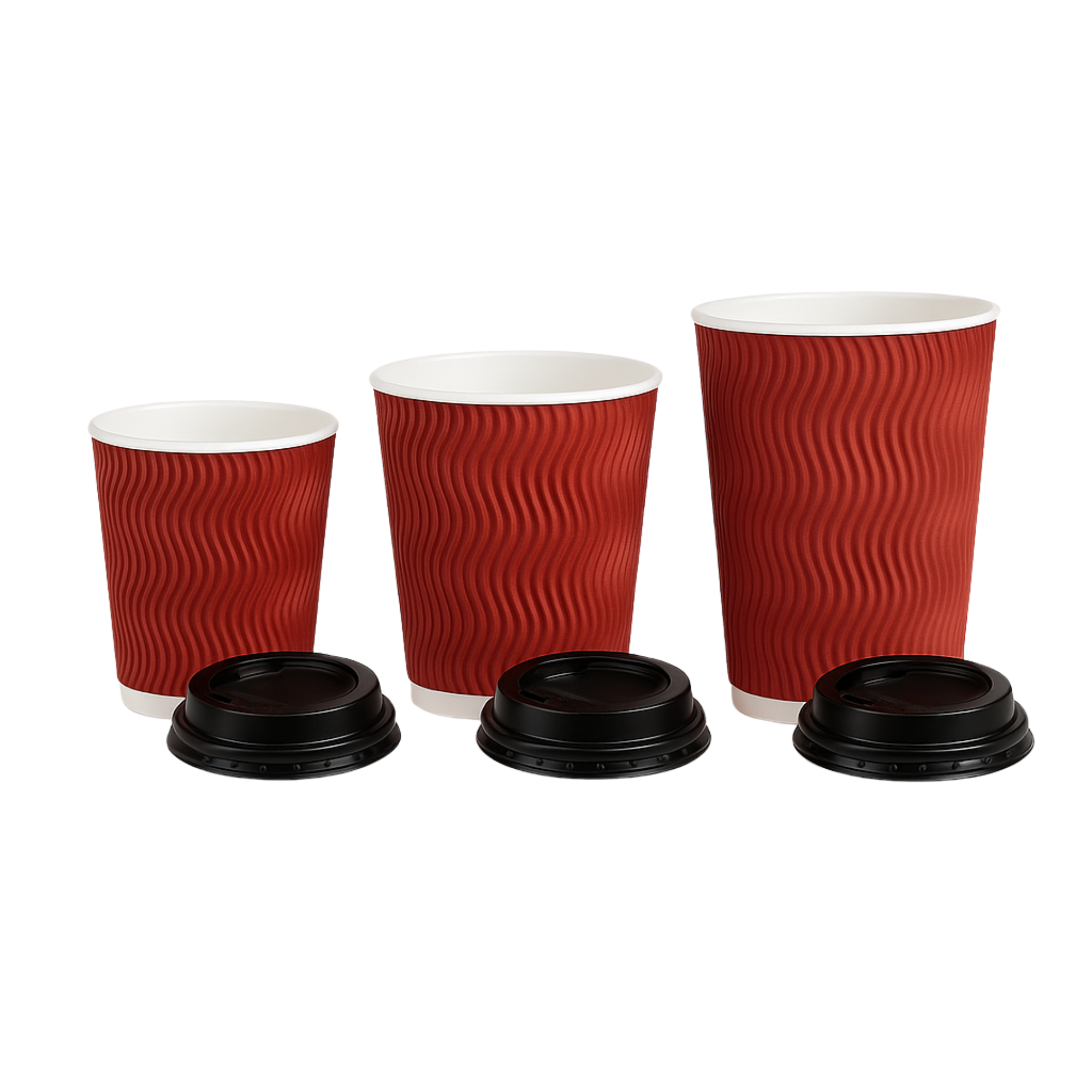 Vaso Para Café Polipapel Corrugado Ondulado Rojo | Doble Pared | Con o Sin Tapa
