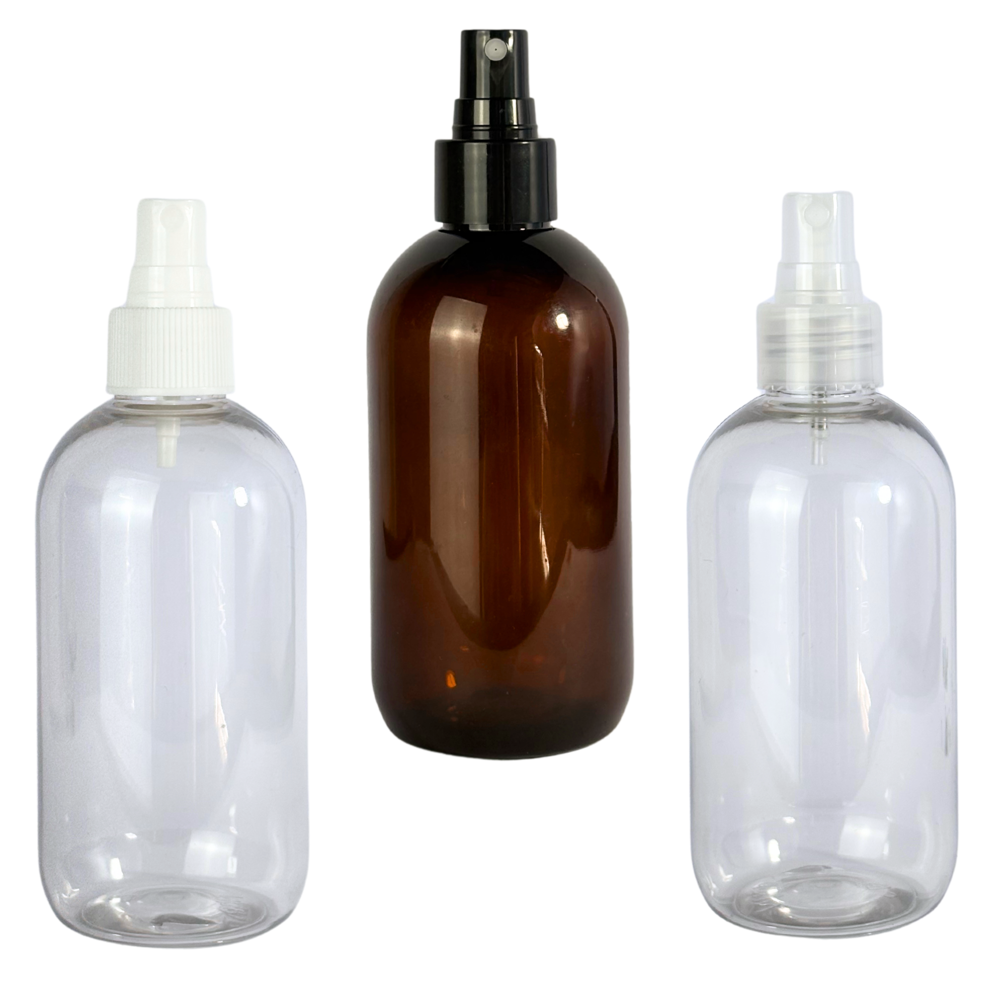 Frasco PET 250ml Omega | Ámbar, Incoloro | Con Spray