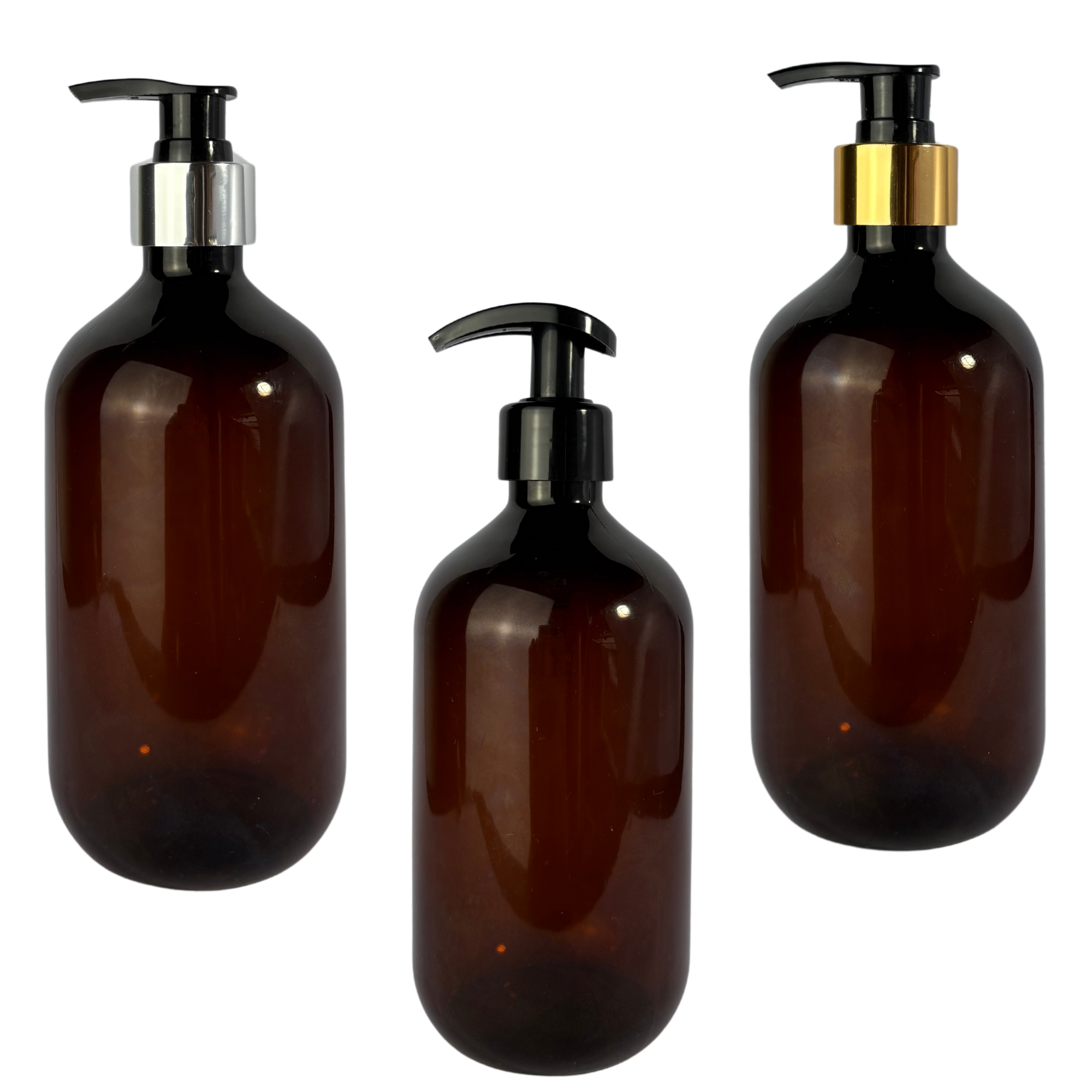 Frasco PET Ámbar Cuello Alto | Con Cremera | 500ml
