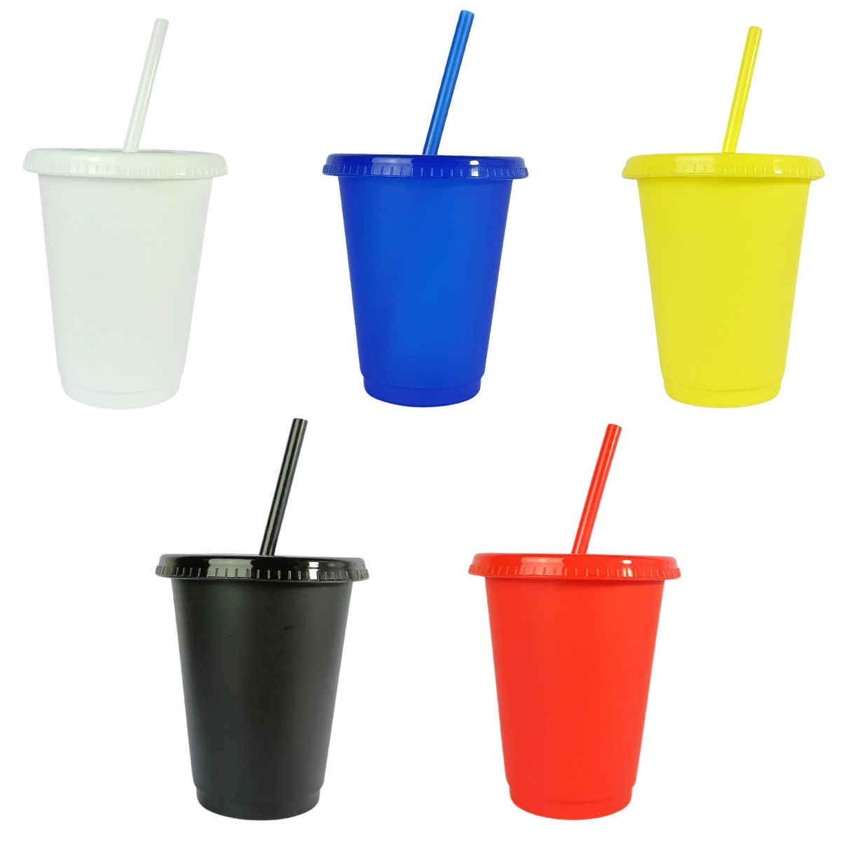 Vasos De Colores Con Tapa y Sorbito | 500ml