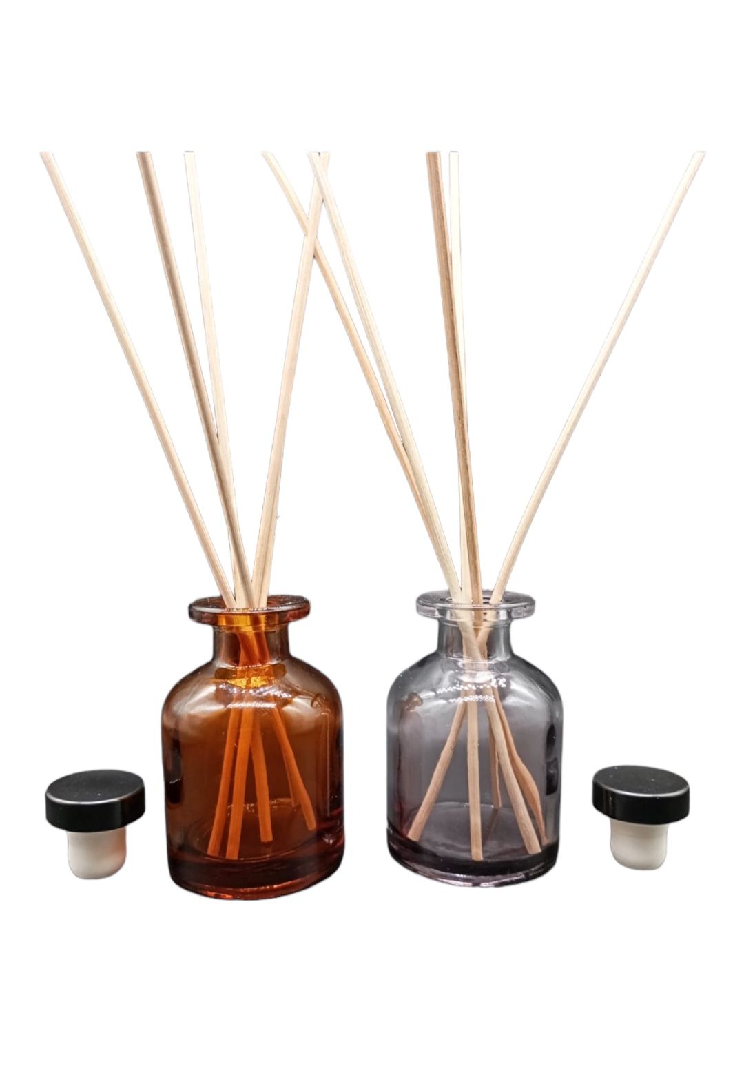 Difusor Vidrio 100ml con Tapón Negro y Varitas