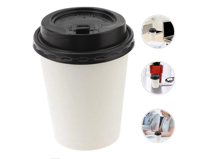 Vaso Café 8oz/240ml Descartable Polipapel C/tapa Negra
