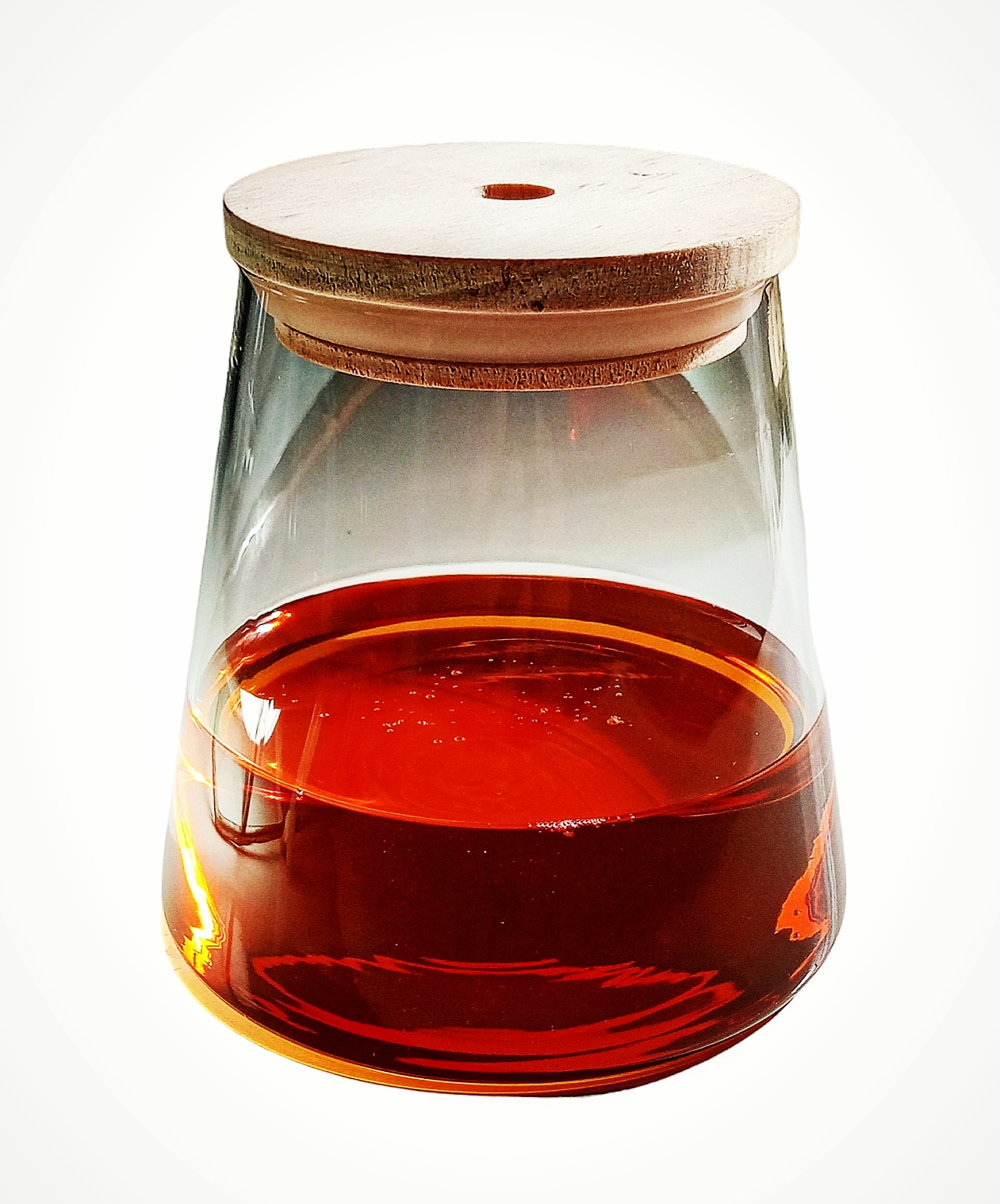 Difusor Vidrio Cónico con Tapa Madera Perforada 350ml