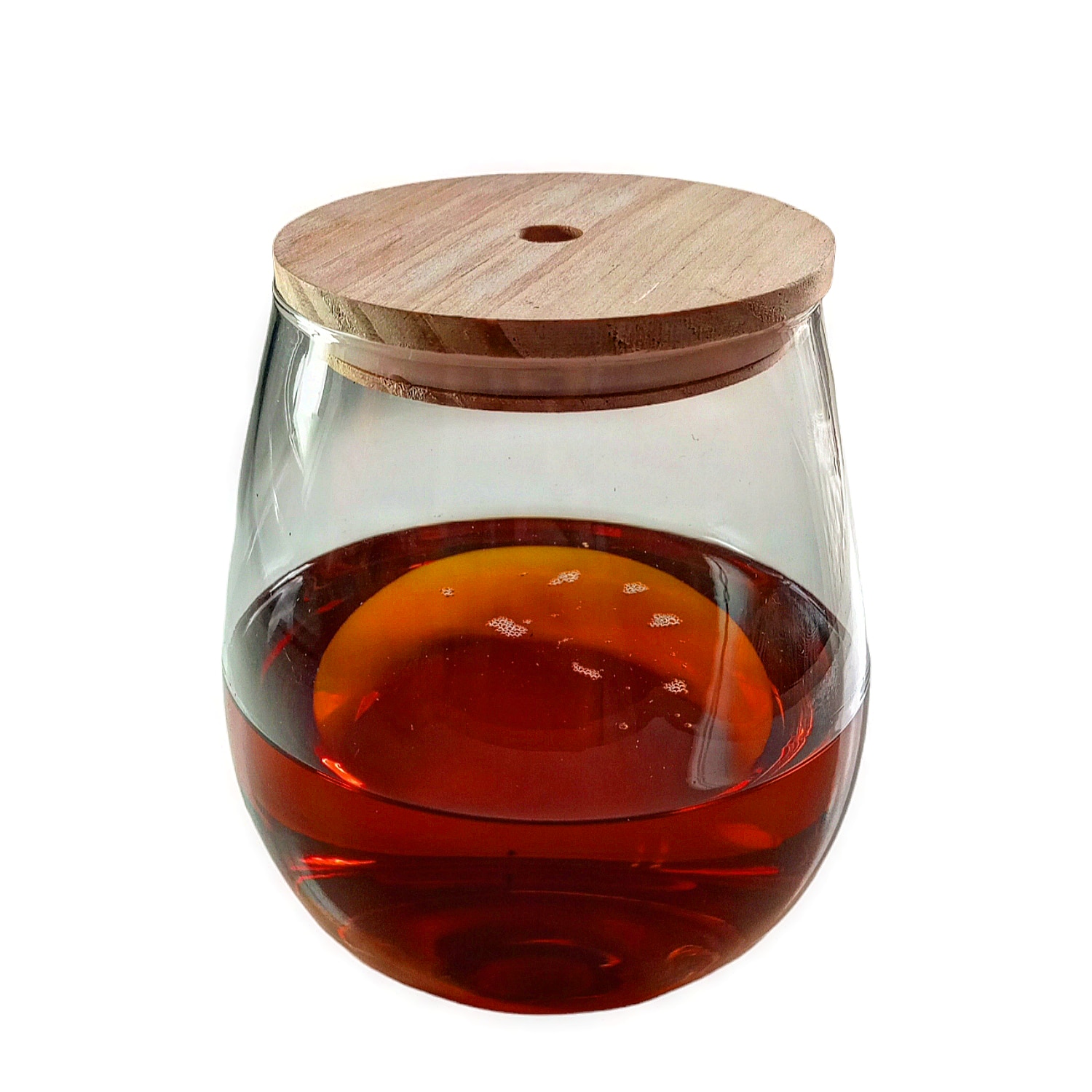 Difusor Esfera Vidrio con Tapa Madera Perforada 700ml