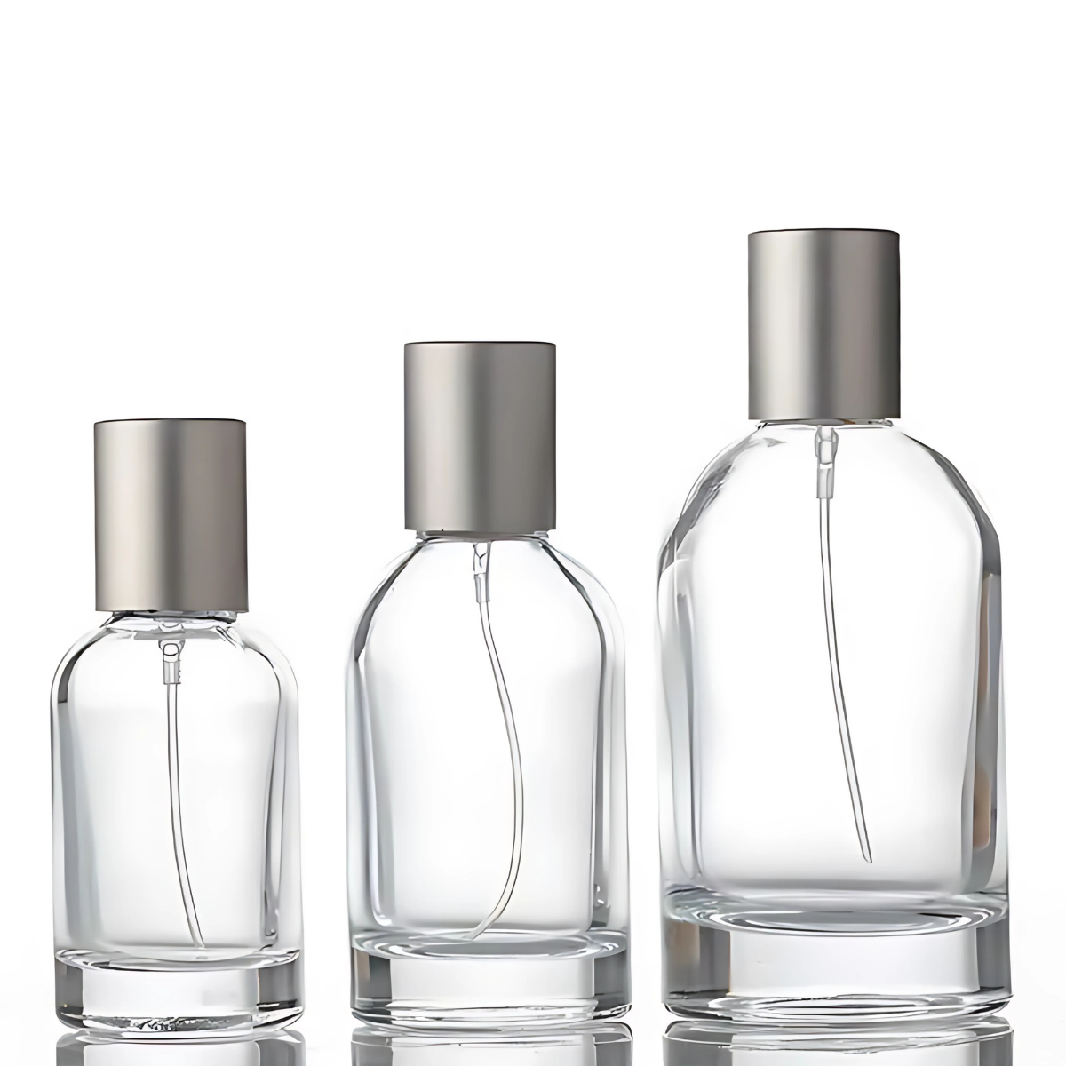 Frasco Perfume Cilíndrico | Tapa A Presión Plateada | Tres Tamaños