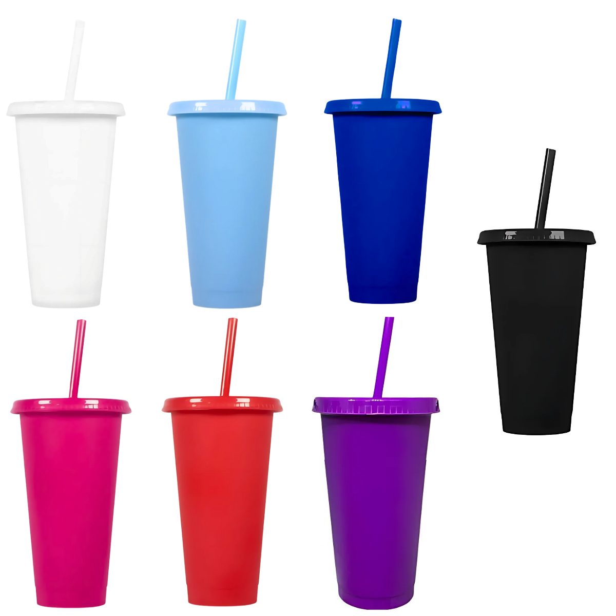 Vasos De Colores Con Tapa y Sorbito | 700ml