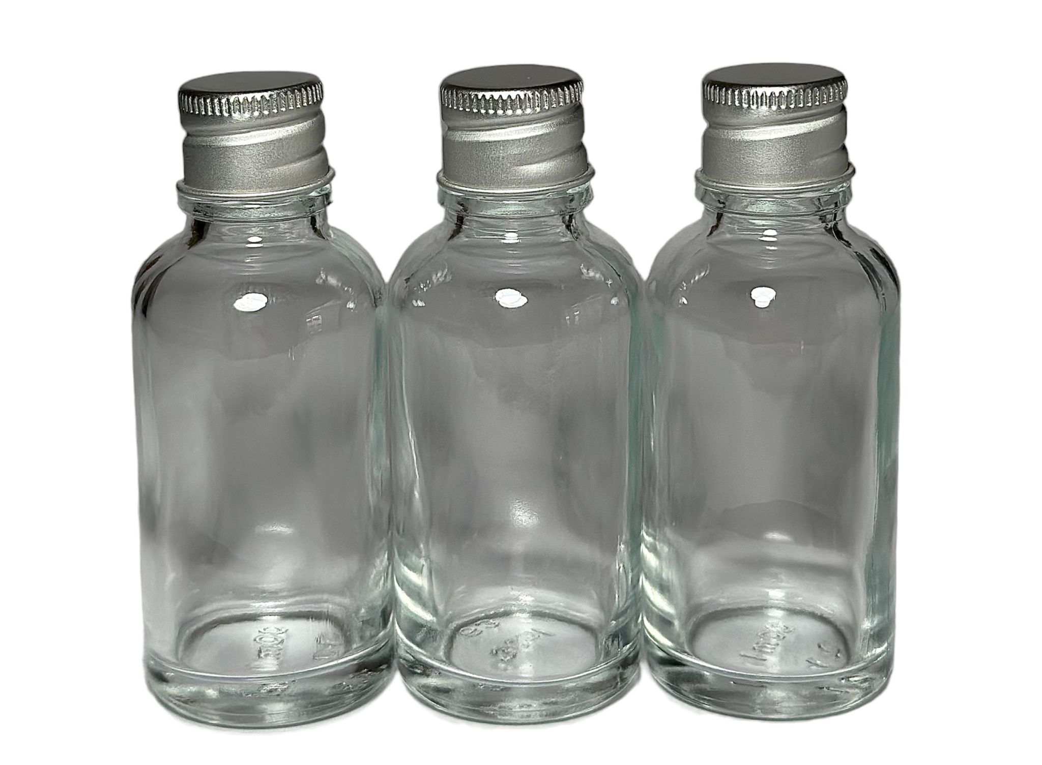 Frasco Vidrio Transparente Tapa Metálica Con Anti-Derrame 30ml