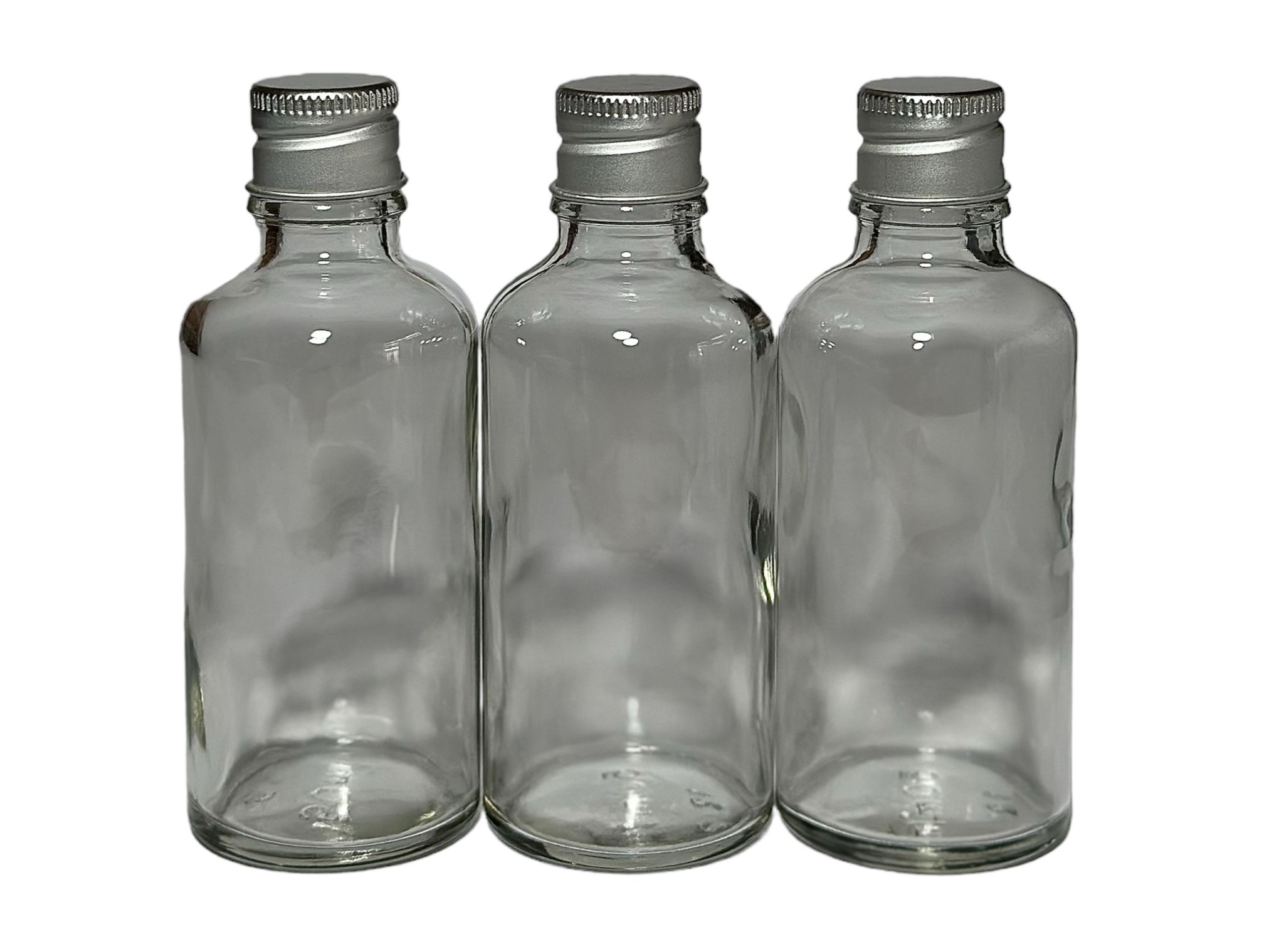 Frasco Vidrio Transparente Tapa Metálica Con Anti-Derrame 50ml