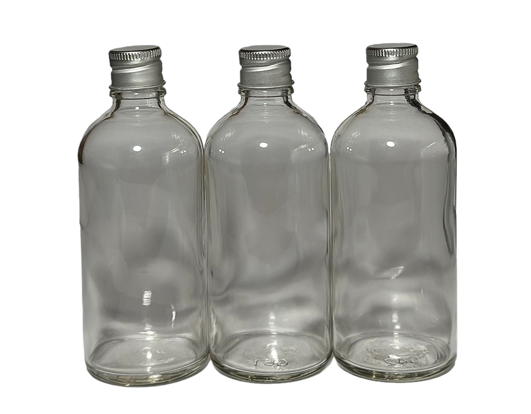 Frasco Vidrio Transparente Tapa Metálica Con Anti-Derrame 100ml