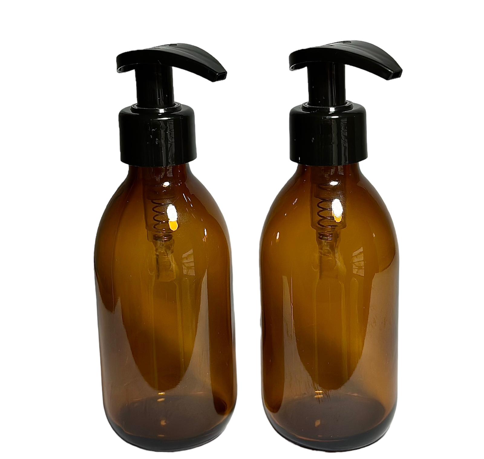 Frasco Ambar Vidrio con Válvula Cremera 200ml