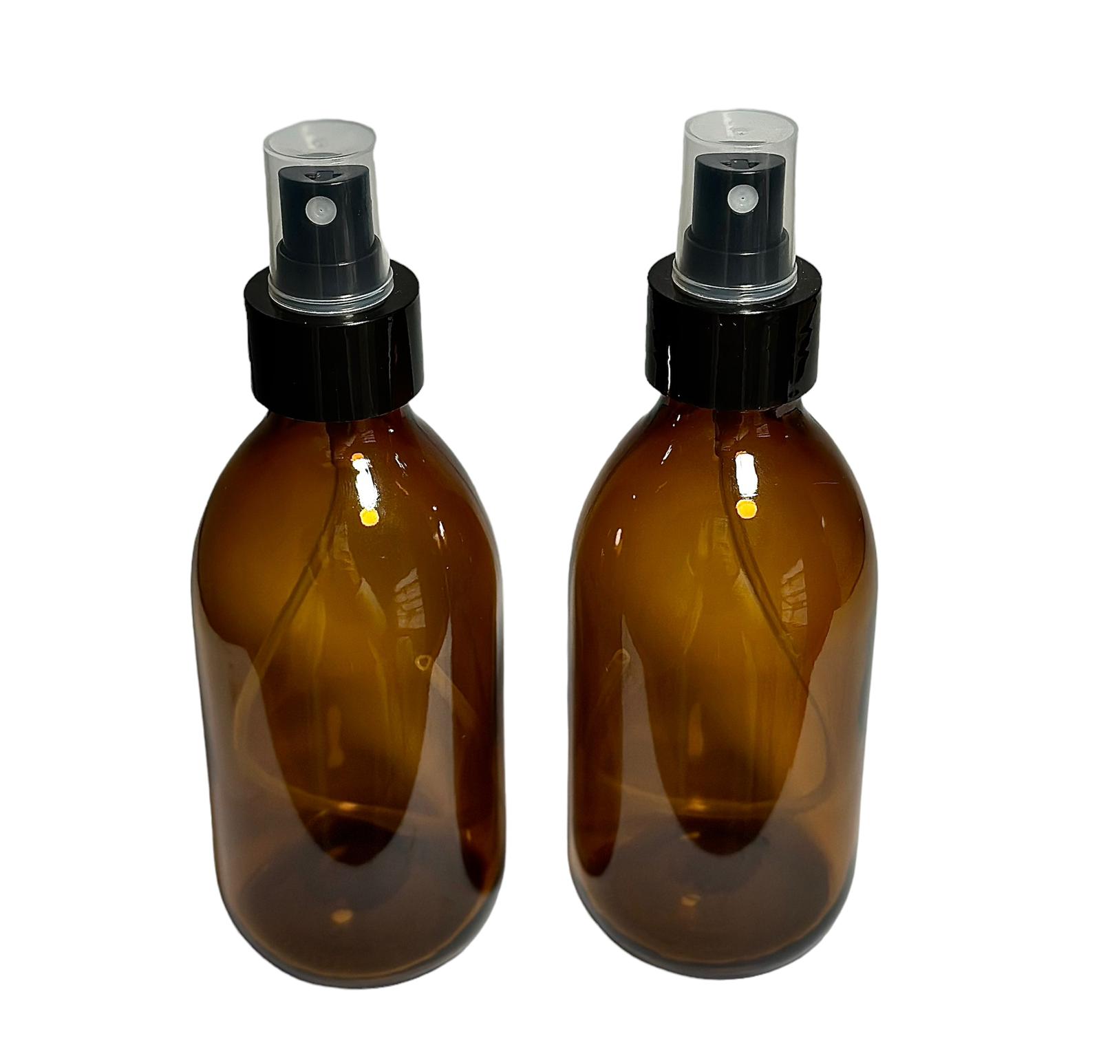 Frasco Ambar Vidrio 200 ml con Spray Negro