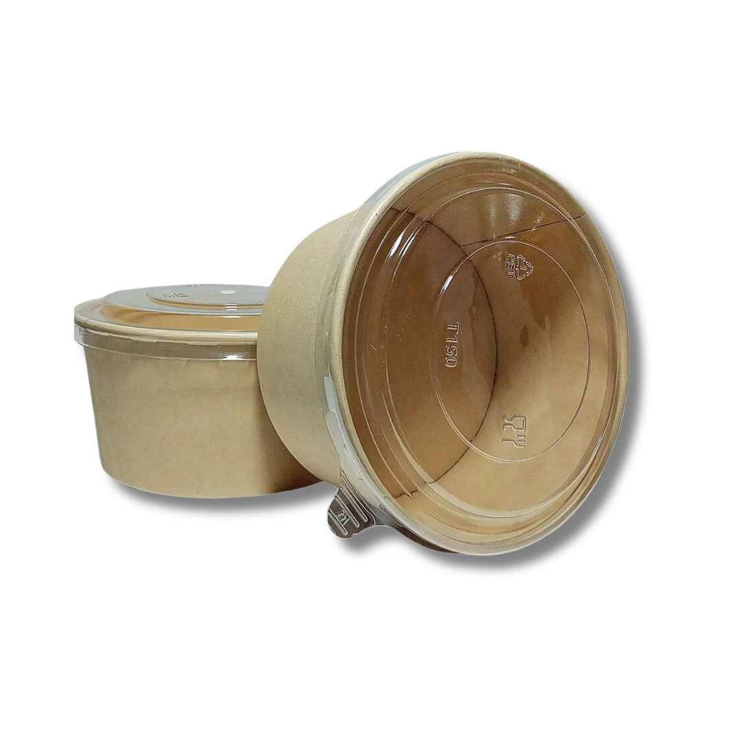Bowl Ensaladera Bambu polipapel 1000ml tapa pet