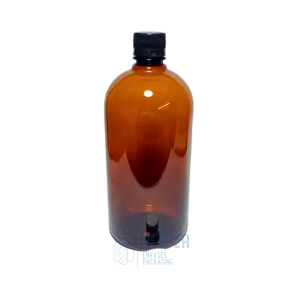 Botella 1 lt Lisa Ambar con Tapa Fliptop
