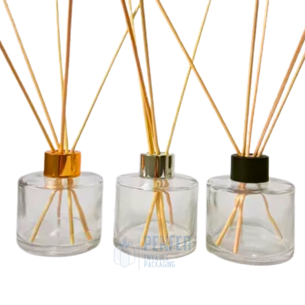 Aromatizante Cilíndrico vidrio 100ml c/5 varitas de ratan