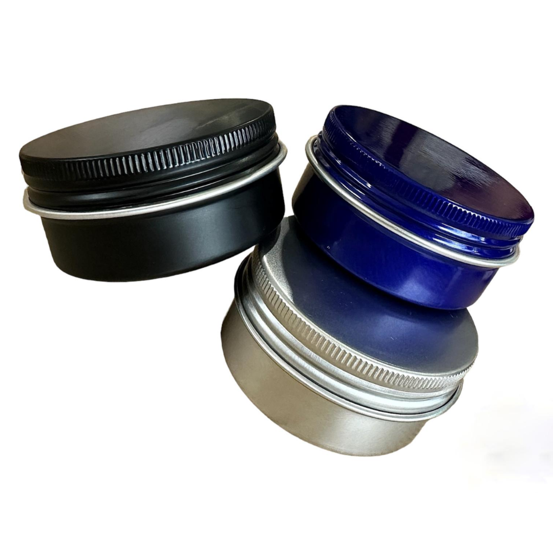 Lata Cosmética Aluminio 50 Grs | Negra-Azul-Plata
