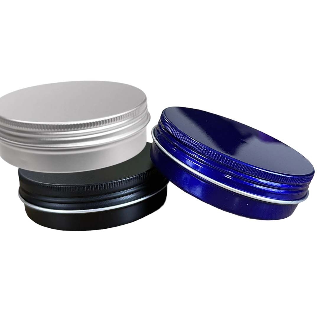 Lata Cosmética Aluminio 100Grs | Negro-Azul-Plata