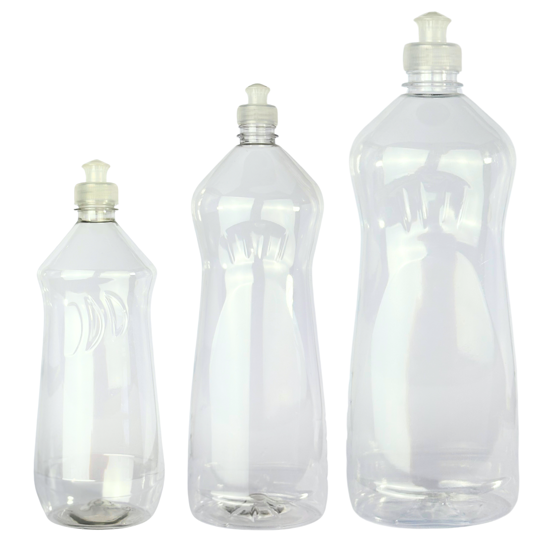 Botella PET Detergente | Tres Tamaños | Con Tapa Push Pull