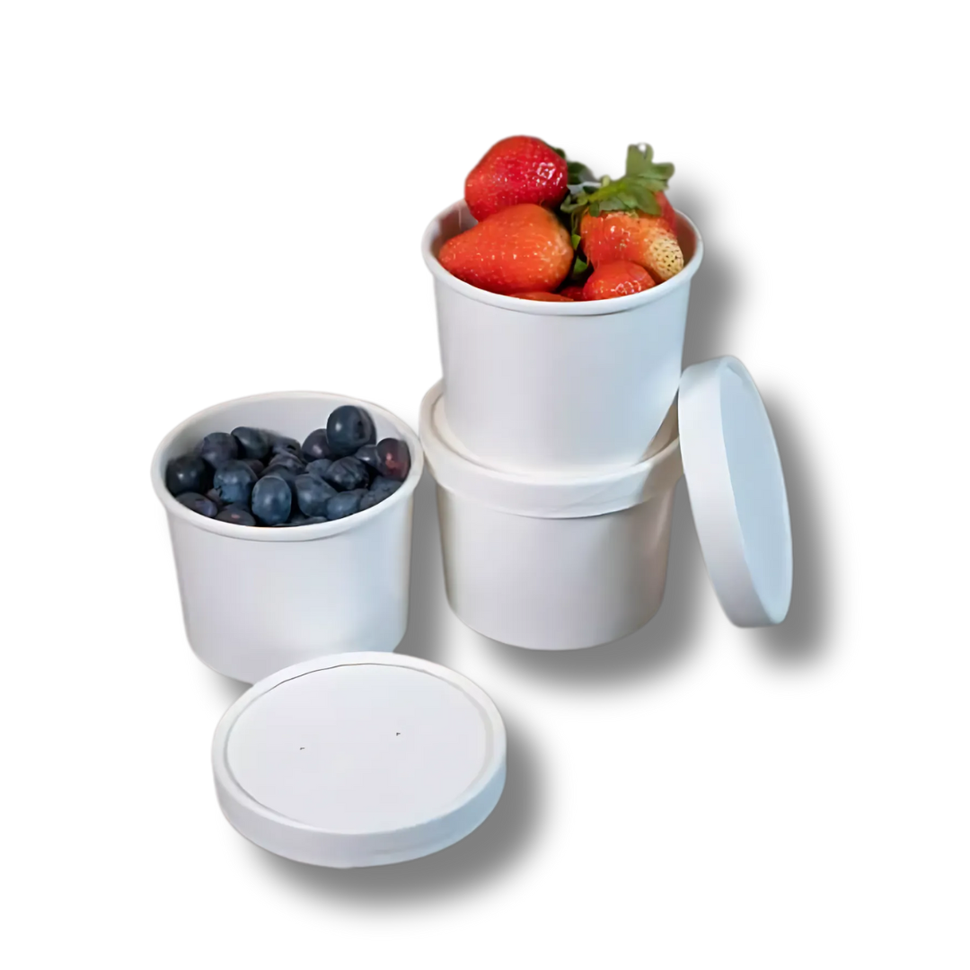 Bowl Polipapel Blanco Con Tapa 500 ml 16oz