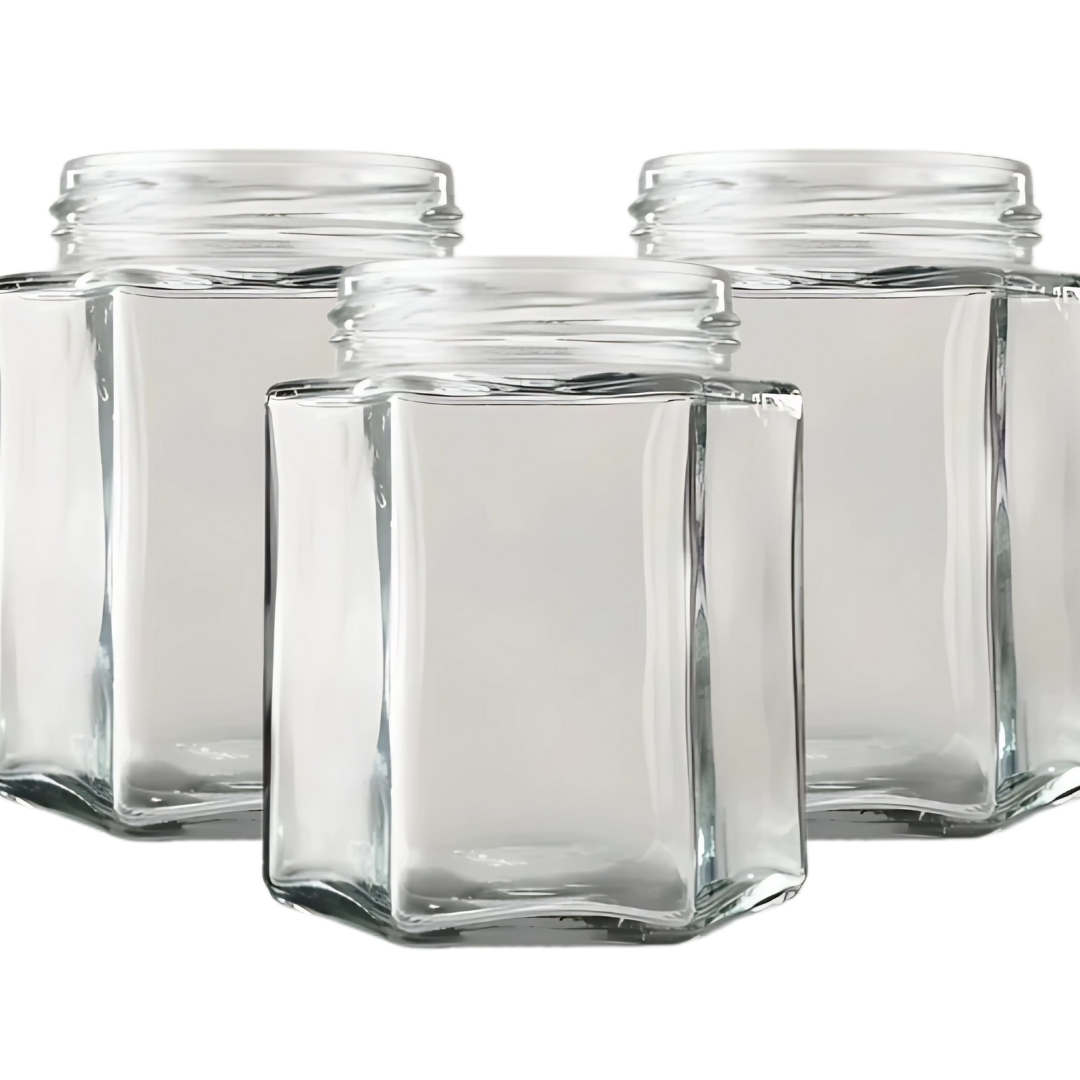Bollón Hexagonal de Vidrio Con Tapa