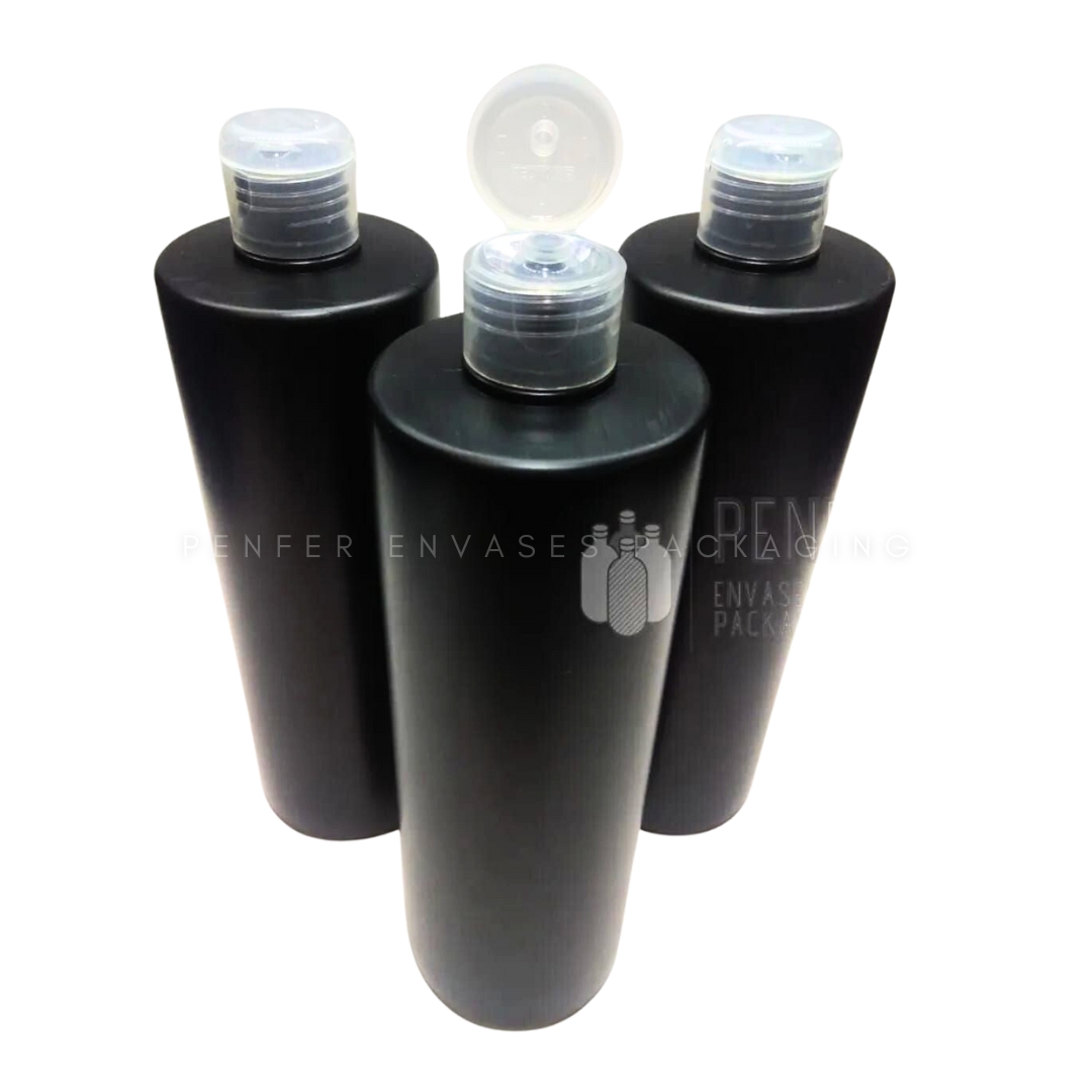 Botella Plástico Negra 500 ml con Flip Top
