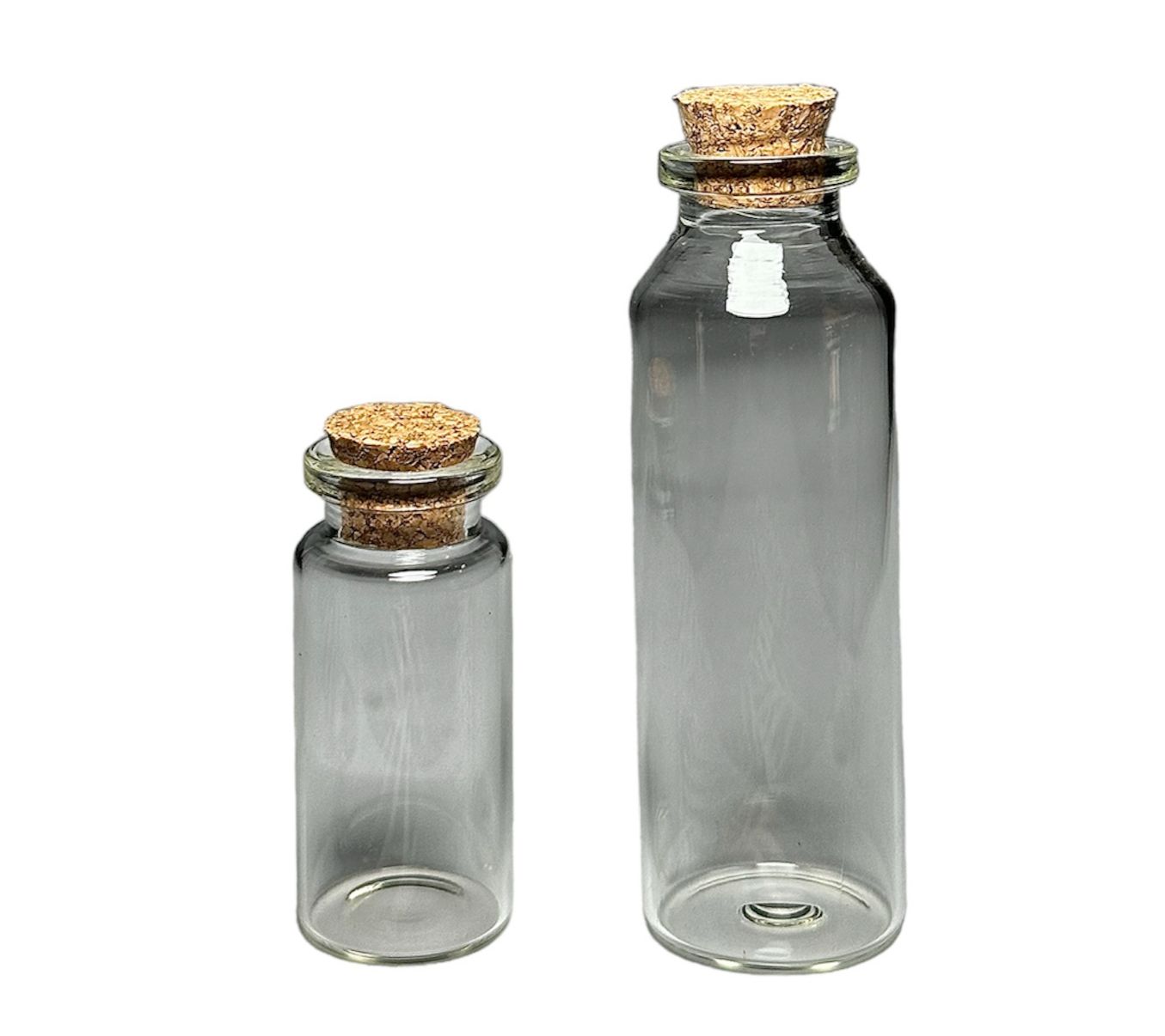 Tubos vidrio con cuello tapa corcho 10ml y 30ml