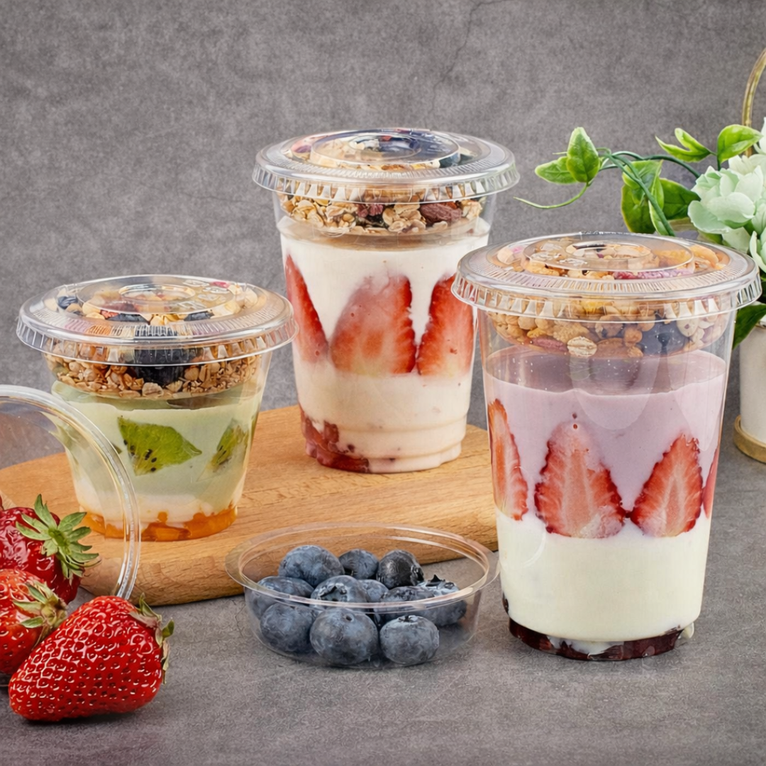 Vaso PET Con Tapa Plana Ciega o Perforada | Tres Tamaños Disponibles — vista 3