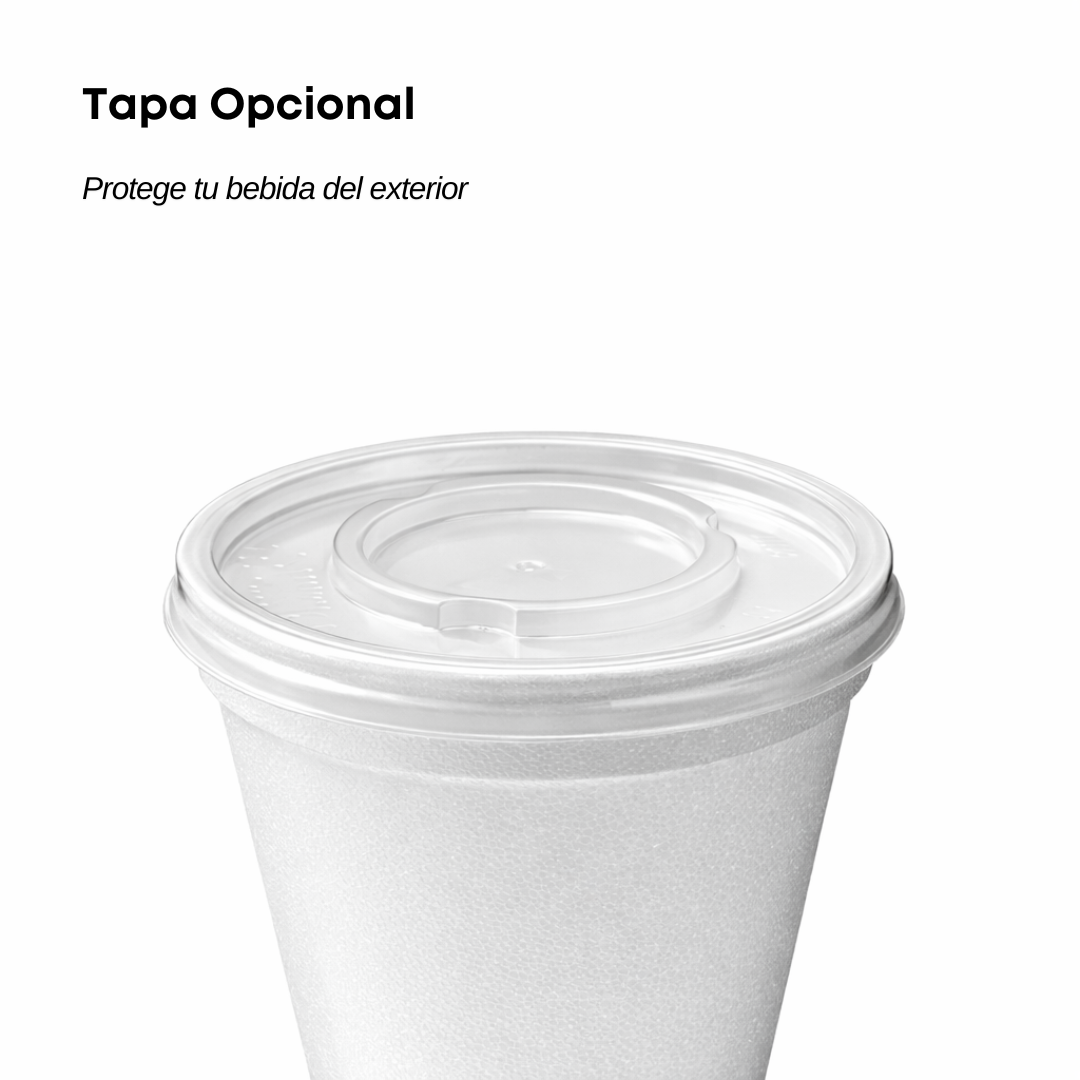 Vaso Espuma Bebidas Calientes o Frías | Con o Sin Tapa | Dos Tamaños Disponibles — vista 3