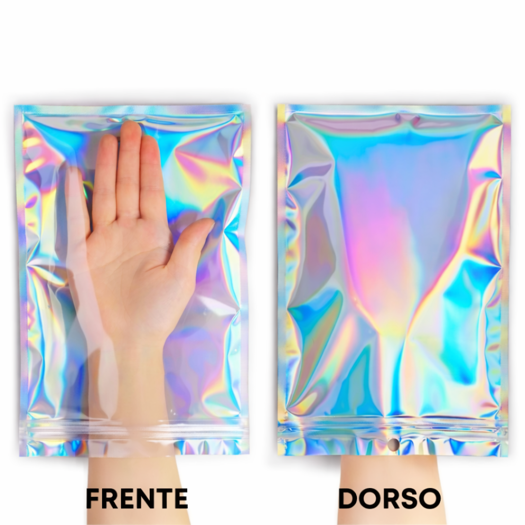Bolsa Ziploc Holográfica Tornasolada | Una Cara Transparente | 4 Tamaños Disponibles — vista 3