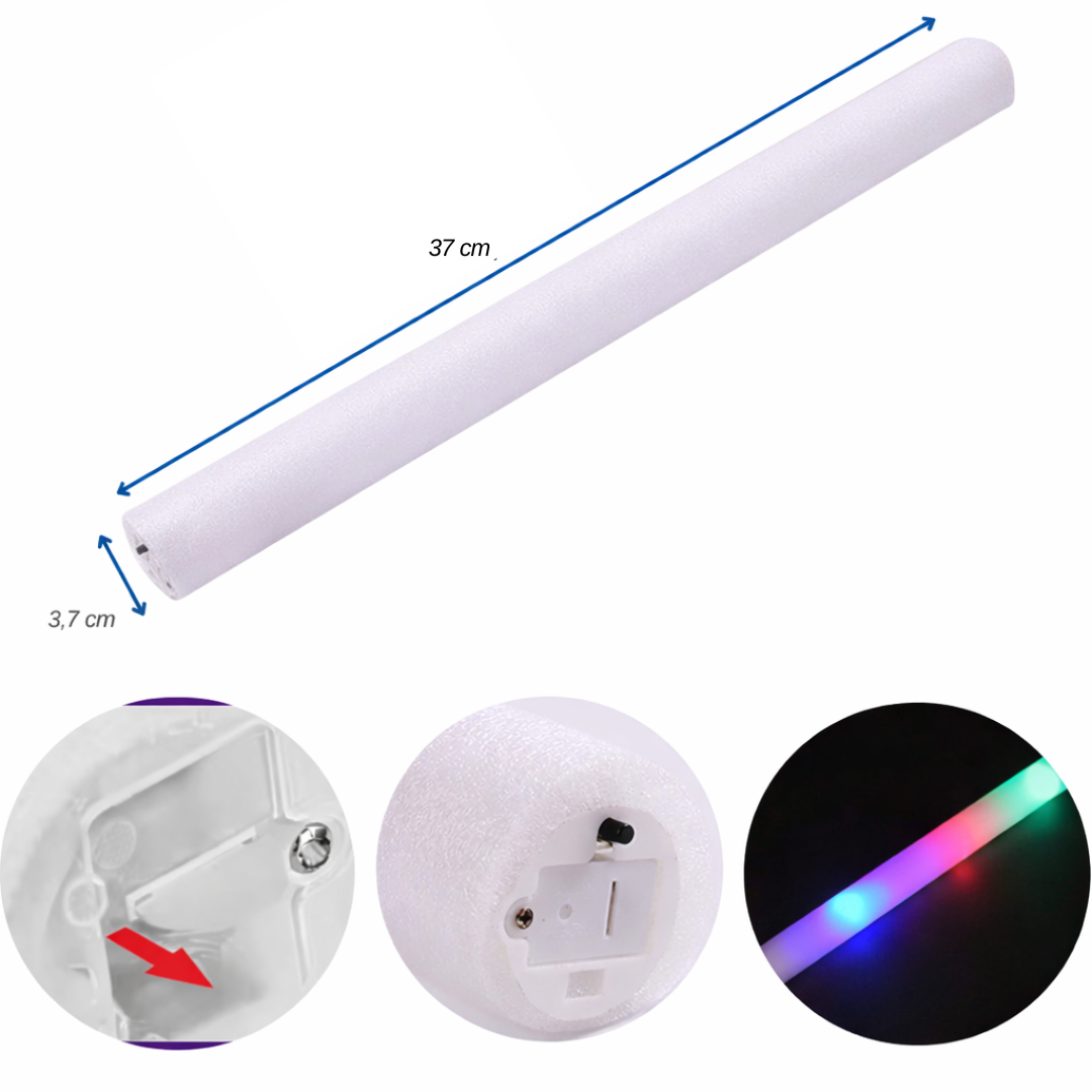 Tubo Bastón Espuma Luces Led - x10 Unidades — vista 4