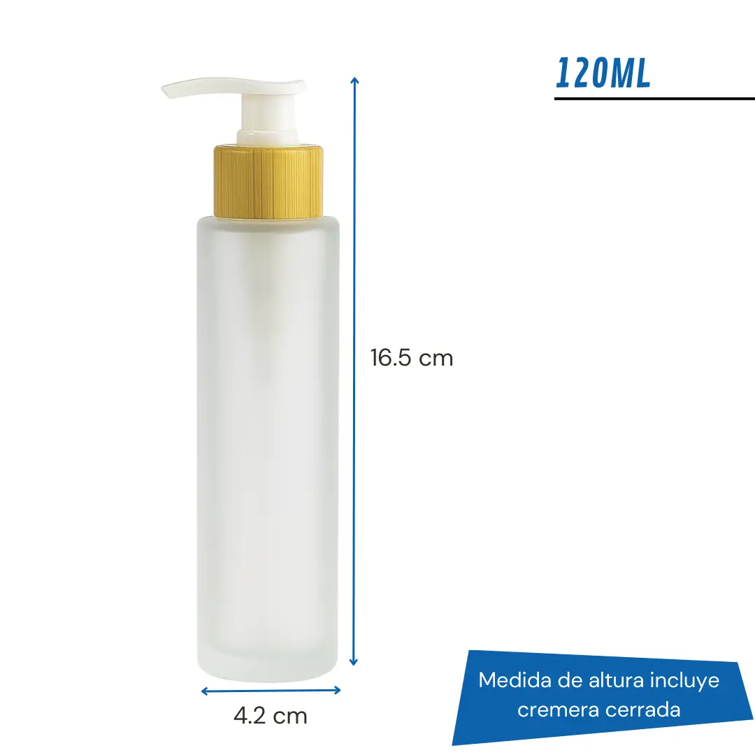 Frasco Vidrio Natural Esmerilado 120ml | Cremera Base Símil Madera — vista 3