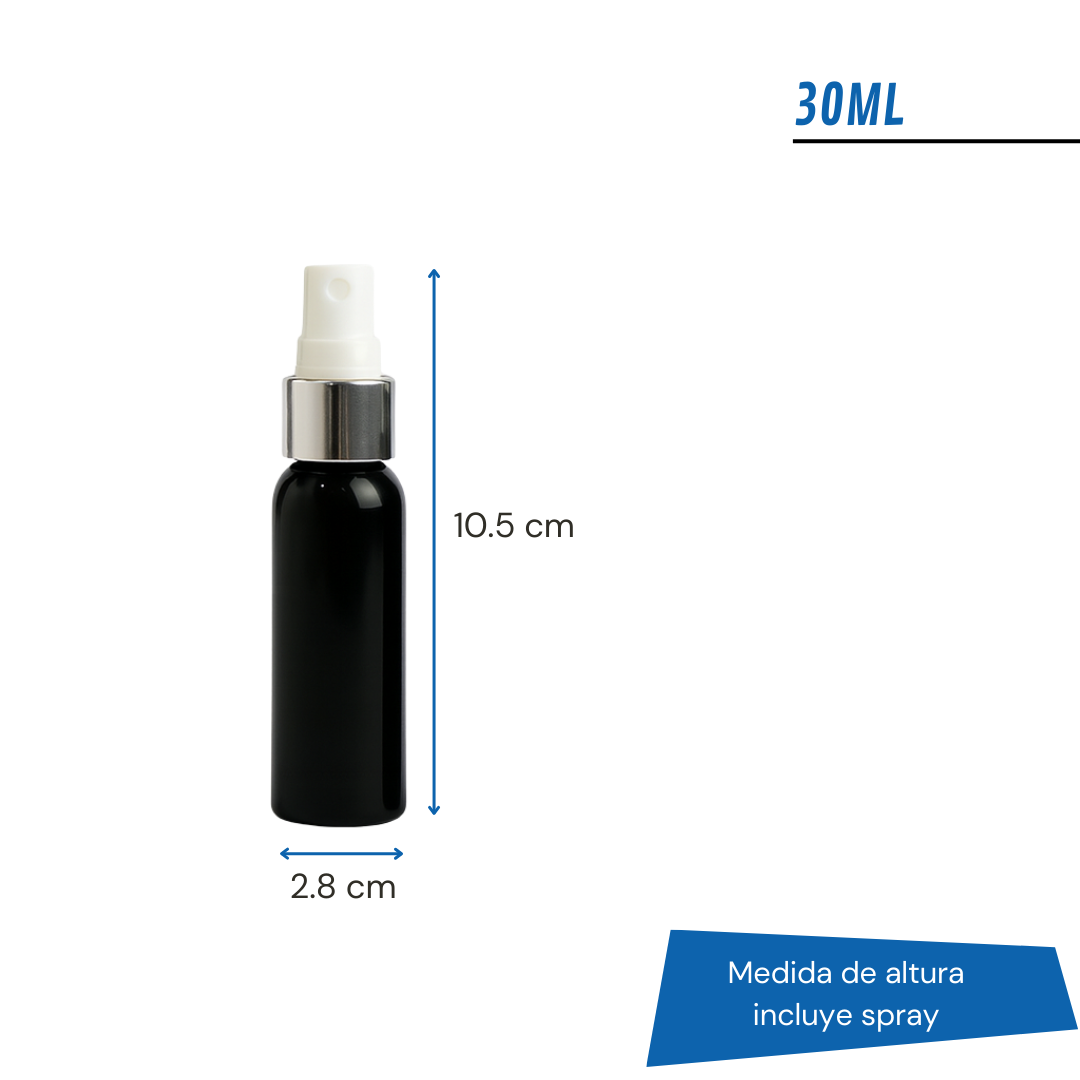 Frasco PET Negro Con Spray Efecto Metal | 5 Tamaños Disponibles — vista 3