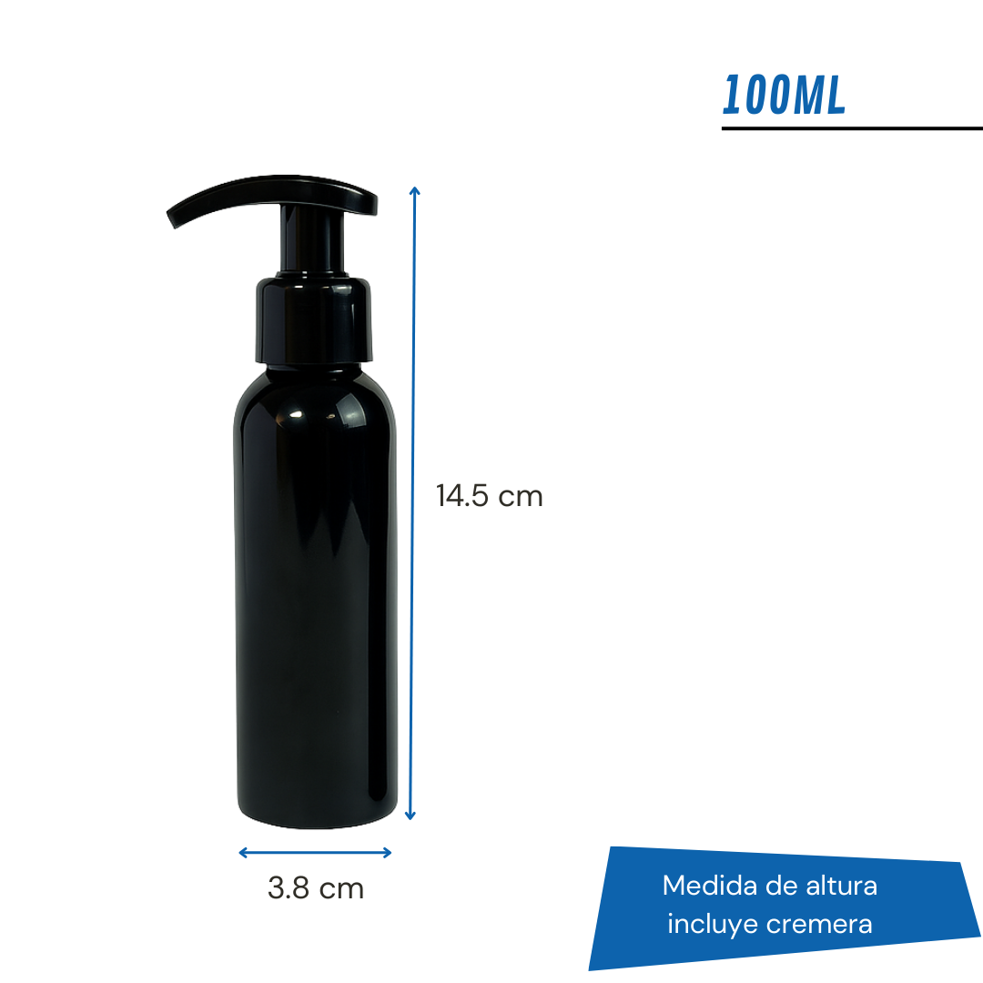 Frasco PET Negro Con Cremera | 3 Tamaños Disponibles — vista 3