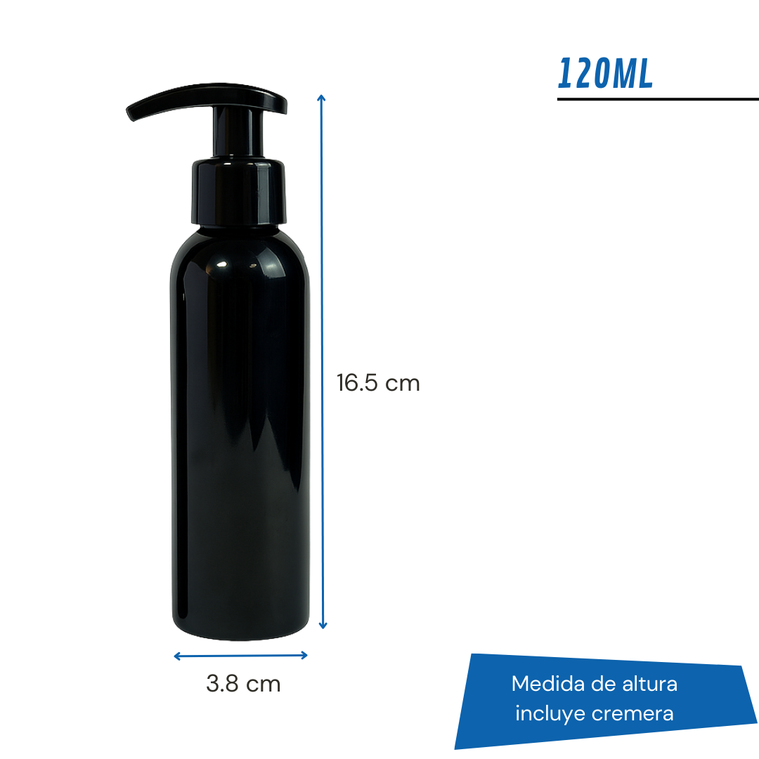Frasco PET Negro Con Cremera | 3 Tamaños Disponibles — vista 4
