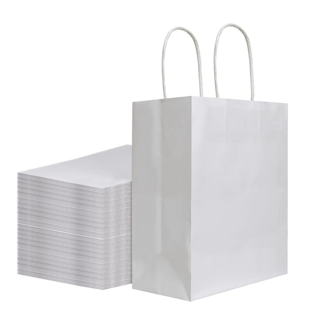 Bolsa De Papel Blanca Con Asas | 3 Tamaños Disponibles — vista 3