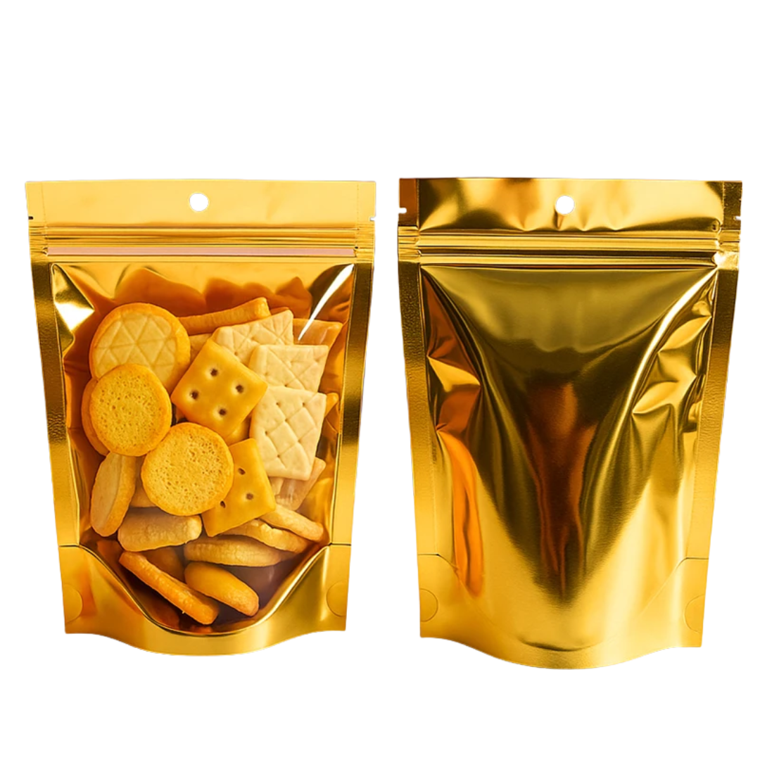 Bolsa Ziploc Aluminio Dorada Una Cara Transparente | Tres Tamaños — vista 2