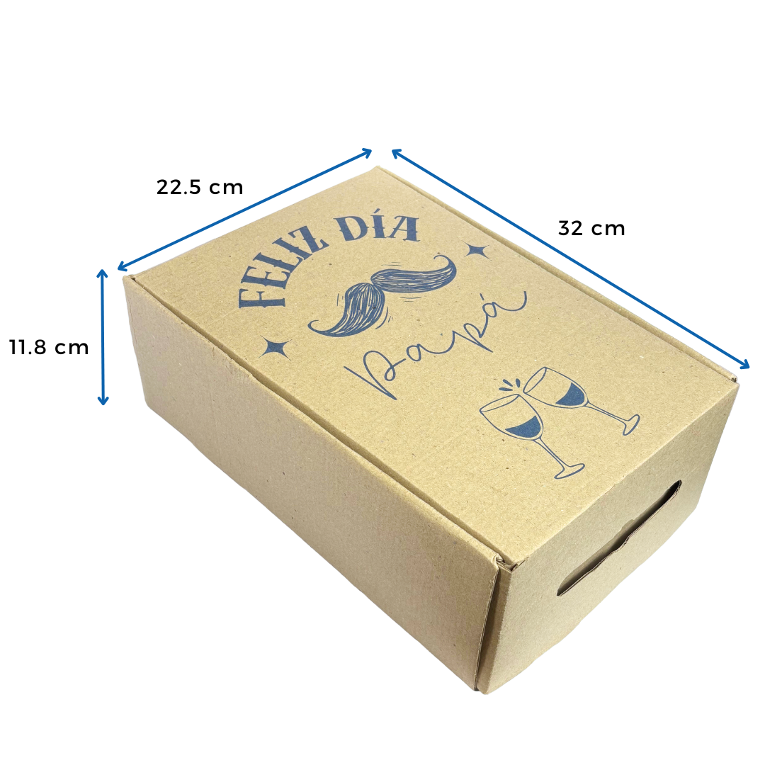 Caja Sola Diseño Día Del Padre Con Tapa | Para Vino y Copa — vista 4
